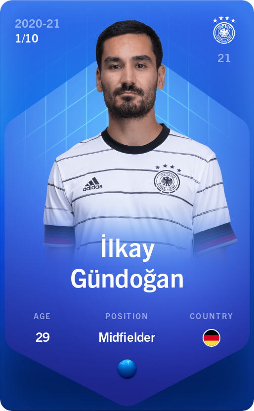 Sorare - Sorare Official - İlkay Gündoğan 2020-21 • Super Rare 1/10 - NFT # 4341664929387997618602868082155592375782071567176417968303771963117989294019