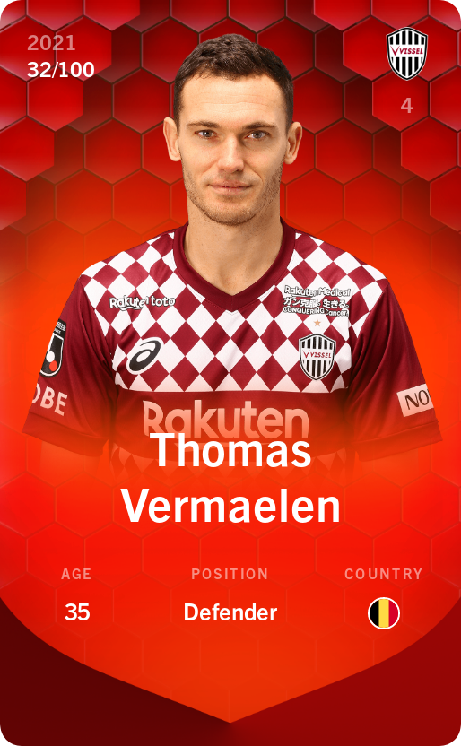 Sorare - Sorare Official - Thomas Vermaelen 2021-22 • Rare 32/100 - NFT # 96334850369857766321139531669681870503419886628126038227687536688281511589175