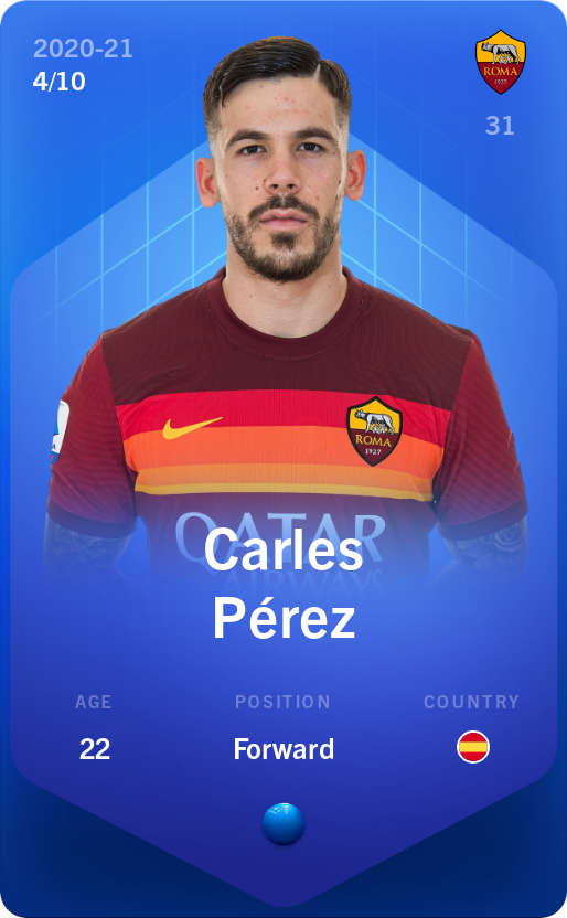 Sorare - Sorare Official - Carles Pérez 2020-21 • Super Rare 4/10 - NFT # 59474022141149665919296571451926372787838021717732700625102139300074324927702
