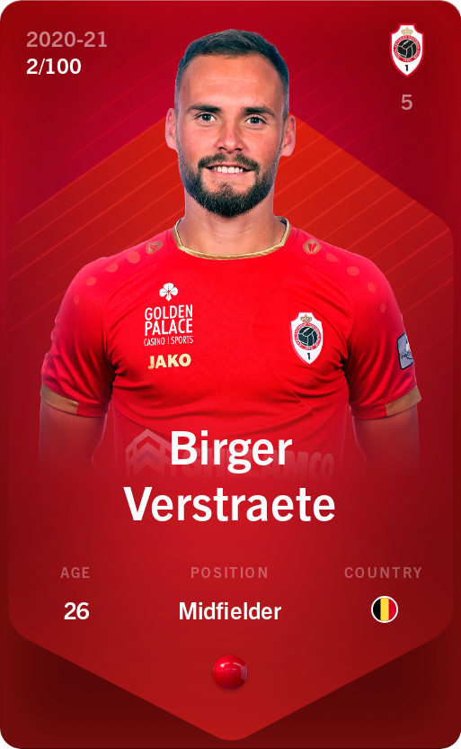 Sorare - Sorare Official - Birger Verstraete 2020-21 • Rare 2/100 - NFT # 73296497418625650702414429799226647070783260992847731150823446282327231412877