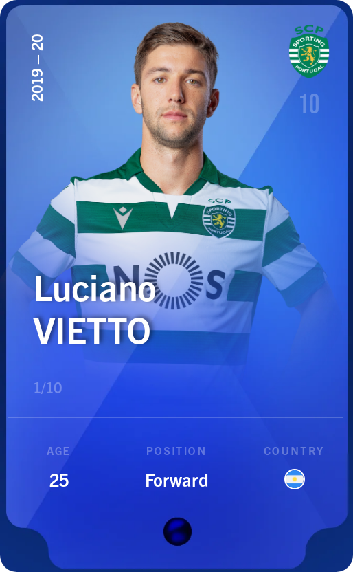 Sorare - Sorare Official - Luciano Vietto 2019-20 • Super Rare 1/10 - NFT # 7265845582327627886511029854951335008877688312676220182164869050855412651213