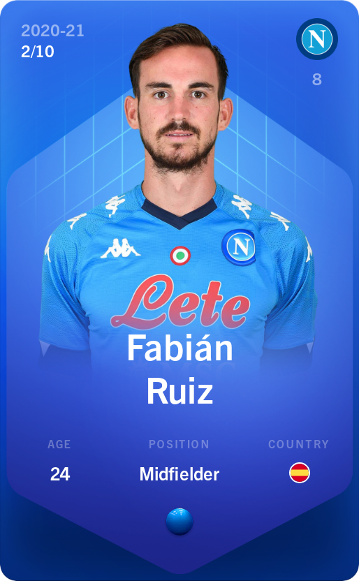Sorare - Sorare Official - Fabián Ruiz 2020-21 • Super Rare 2/10 - NFT # 63267711992056003151948010234289302828183442660657617279358391619281517746893