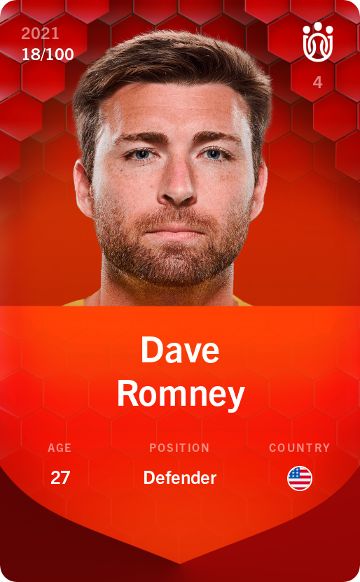 Sorare - Sorare Official - Dave Romney 2021-22 • Rare 18/100 - NFT # 12481740751292319598898439457113966505730126970465573786146257666692725110455