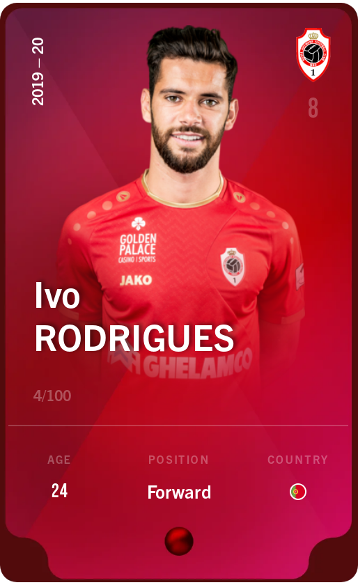 Sorare - Sorare Official - Ivo Rodrigues 2019-20 • Rare 4/100 - NFT # 30547488981237293629176040180831656630090834373132272127973527131009442605819
