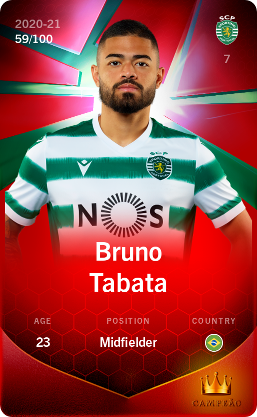 Sorare - Sorare Official - Bruno Tabata 2020-21 • Rare 59/100 - NFT # 26193964779976147282806101253484714391909036186059597025262546434591597960446