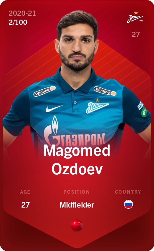 Sorare - Sorare Official - Magomed Ozdoev 2020-21 • Rare 2/100 - NFT # 65136645460109762822907825625613166159640712271704041321069982498695541665832