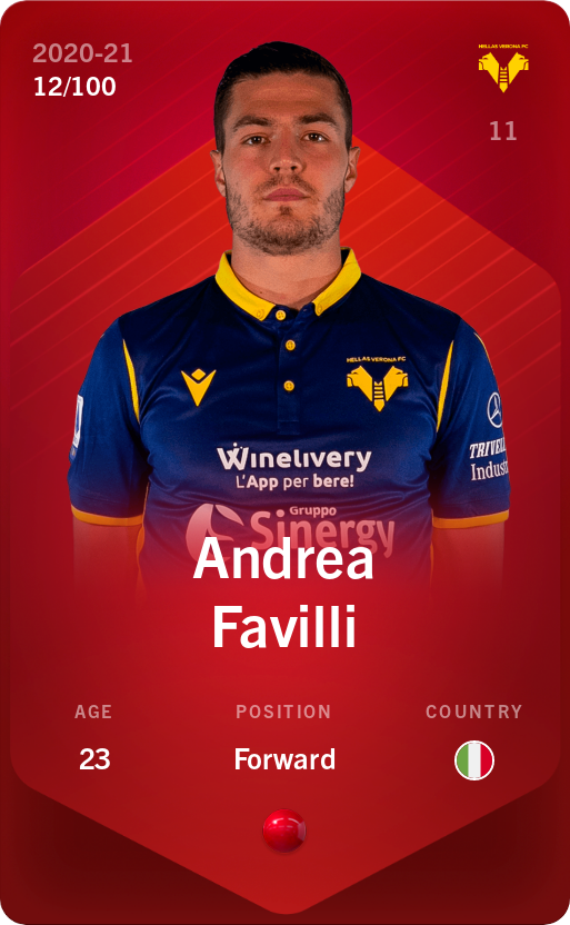 Sorare - Sorare Official - Andrea Favilli 2020-21 • Rare 12/100 - NFT # 103077677129791655753144924643177089237110088004650522515385089745248372614500