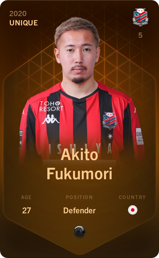 Sorare - Sorare Official - Akito Fukumori 2020-21 • Unique - NFT # 36044335357153143780238664258372783292478103157574943221830180717143797577924