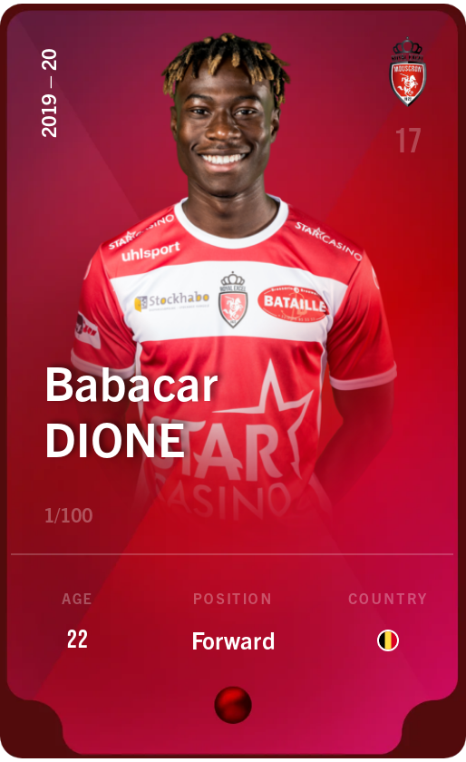 Sorare - Sorare Official - Babacar Dione 2019-20 • Rare 1/100 - NFT # 20894344945896995771283185903363735338900955727005031501438404667522714313088