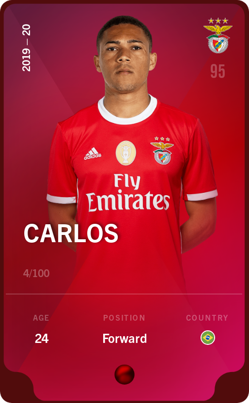 Sorare - Sorare Official - Carlos 2019-20 • Rare 4/100 - NFT # 108832924497442849082403820005035614296117632957209666845543880455321512003565
