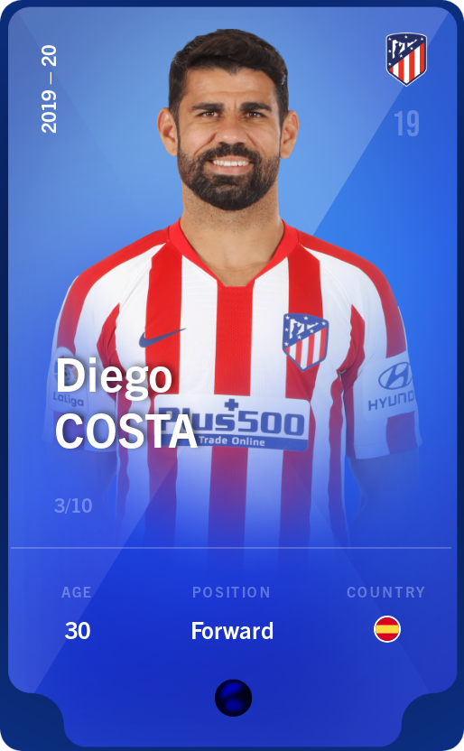 Sorare - Sorare Official - Diego Costa 2019-20 • Super Rare 3/10 - NFT # 34131111450659864802657567191941838872621941472352430335332770543794413914158
