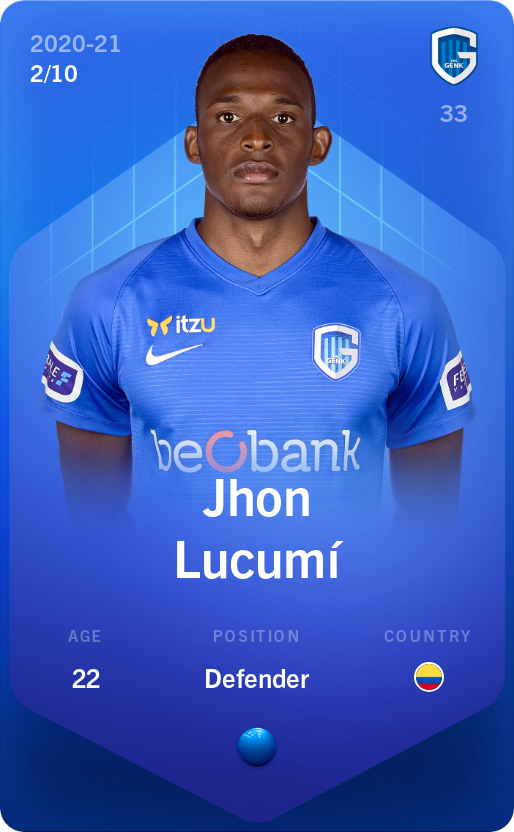 Sorare - Sorare Official - Jhon Lucumí 2020-21 • Super Rare 2/10 - NFT # 42370542142229537356320879632640738727801556806204129770669425894584750493305
