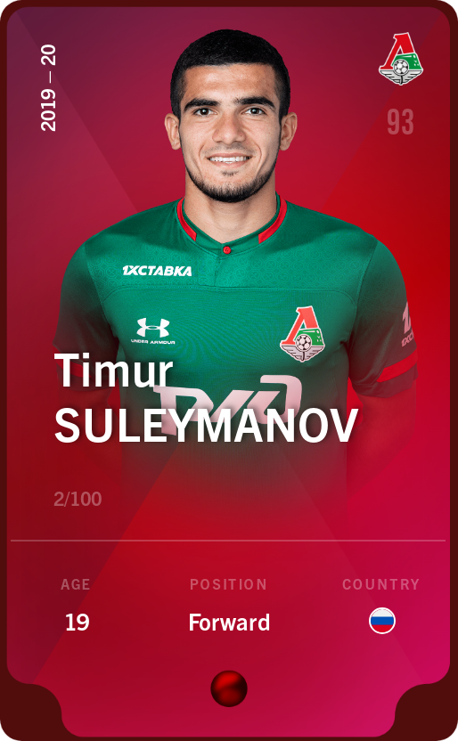 Sorare - Sorare Official - Timur Suleymanov 2019-20 • Rare 2/100 - NFT # 9564107291846020440588907638040249892287830425096352500469326564270689767902