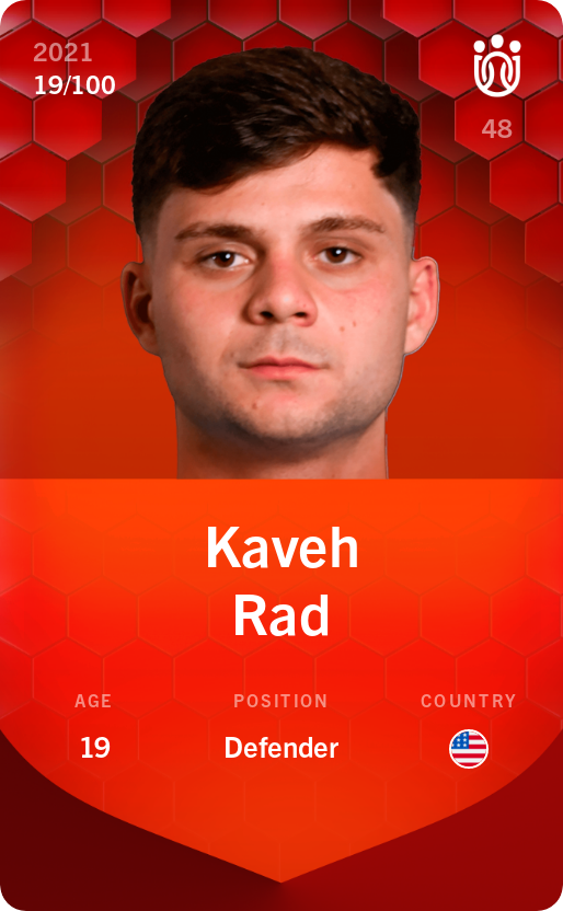 Sorare - Sorare Official - Kaveh Rad 2021-22 • Rare 19/100 - NFT # 38202520591212445513755994599577906695937103120941413757247162466414015225753