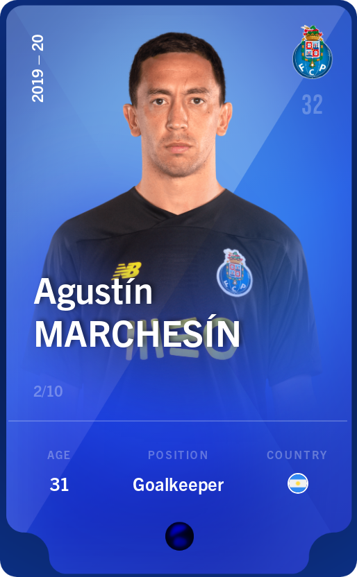 Sorare - Sorare Official - Agustín Marchesín 2019-20 • Super Rare 2/10 - NFT # 30154588069625586433383458489506082468016256713233243943581932802748005695226