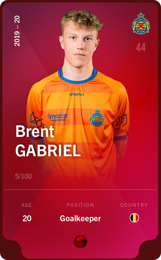 Sorare - Sorare Official - Brent Gabriel 2019-20 • Rare 5/100 - NFT # 104263064923644114740114052536736727649229865937147601244286798250246074256821