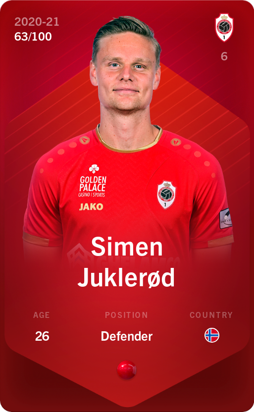 Sorare - Sorare Official - Simen Juklerød 2020-21 • Rare 63/100 - NFT # 60466080560699938733651286962096603224252527552408844234639616120849370520377