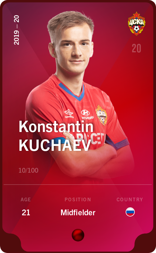 Sorare - Sorare Official - Konstantin Kuchaev 2019-20 • Rare 10/100 - NFT # 36833648291617472268265682129483800478534336293187737438149842600040536519139