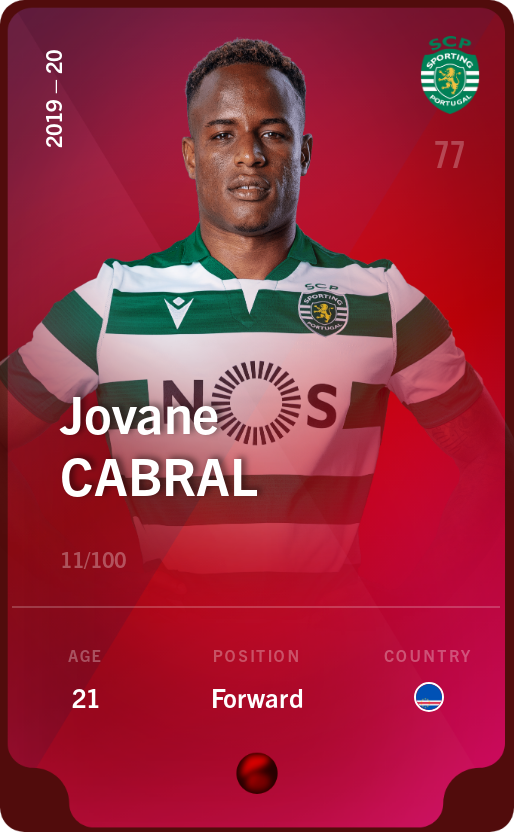 Sorare - Sorare Official - Jovane Cabral 2019-20 • Rare 11/100 - NFT # 59508130284985543966666095589203942280119688119023401492456408224487459476698