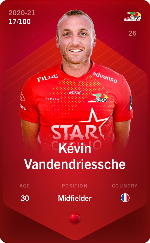 Sorare - Sorare Official - Kévin Vandendriessche 2020-21 • Rare 17/100 - NFT # 5202216582245700437371001569199586573871660090274592825506623297721002194011