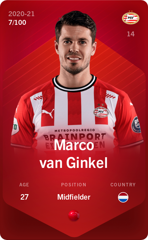 Sorare - Sorare Official - Marco van Ginkel 2020-21 • Rare 7/100 - NFT # 68969928946482083566011502862144190695178387758370383917954537622774393255623