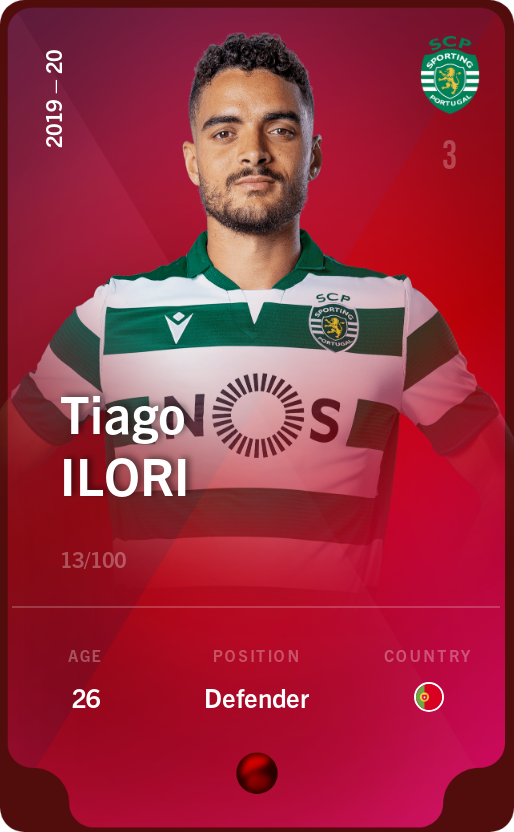 Sorare - Sorare Official - Tiago Ilori 2019-20 • Rare 13/100 - NFT # 26846247652261412935838694164325973217114197730711240860053172199797203868215