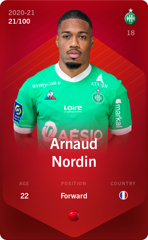 Sorare - Sorare Official - Arnaud Nordin 2020-21 • Rare 21/100 - NFT # 55942201112938945628607077214233794328932003209799673809418098388459349155846