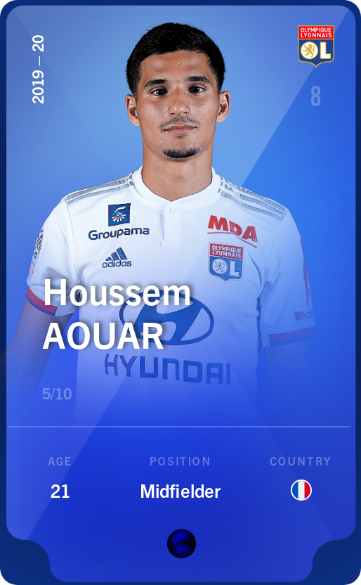 Sorare - Sorare Official - Houssem Aouar 2019-20 • Super Rare 5/10 - NFT # 62218719060064485054626201859641045655482474236829578861492178809662900138086
