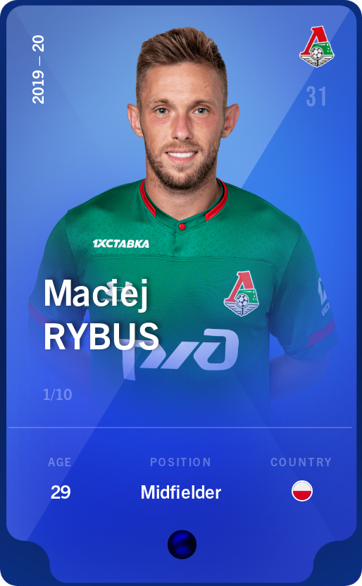 Sorare - Sorare Official - Maciej Rybus 2019-20 • Super Rare 1/10 - NFT # 37040291416591996657755173209873161955204555014997834895521008296585000728153