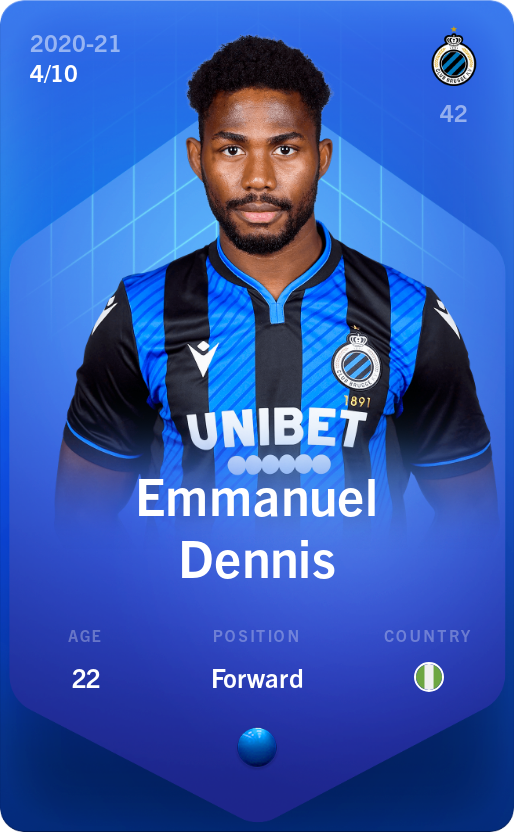 Sorare - Sorare Official - Emmanuel Dennis 2020-21 • Super Rare 4/10 - NFT # 12315929075512345260317565275346362536956380086436116273040239185719996614768