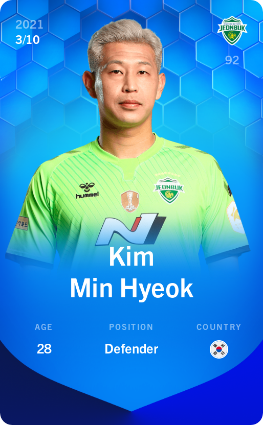 Sorare - Sorare Official - Kim Min Hyeok 2021-22 • Super Rare 3/10 - NFT # 24254728247696285826411318276426944788219334506898700392610448041806594707100
