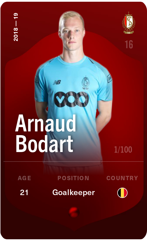 Sorare - Sorare Official - Arnaud Bodart 2018-19 • Rare 1/100 - NFT # 96479718461823482387884608932109644642146914708459911170690625018720550167270