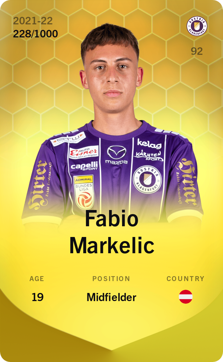 Sorare - Sorare Official - Fabio Markelic 2021-22 • Limited 228/1000 - NFT # 11799328254563111725803386627099348625365194655310016954305958240204289213392