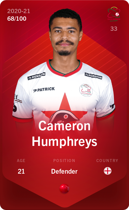 Sorare - Sorare Official - Cameron Humphreys 2020-21 • Rare 68/100 - NFT # 31631835488086694259148487837458948904487895359785860983947603453605445740753