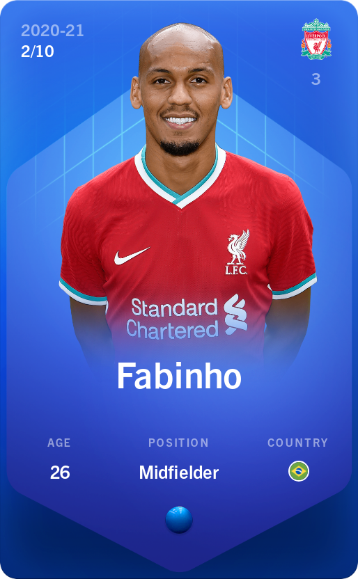 Sorare - Sorare Official - Fabinho 2020-21 • Super Rare 2/10 - NFT # 91997441167542016073529446290946124674531910011985661894520618889052592232835