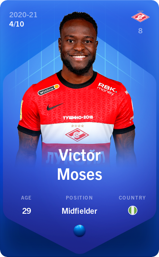 Sorare - Sorare Official - Victor Moses 2020-21 • Super Rare 4/10 - NFT # 37884402568386226940912836819276230448928987594088339886817876690865564270518