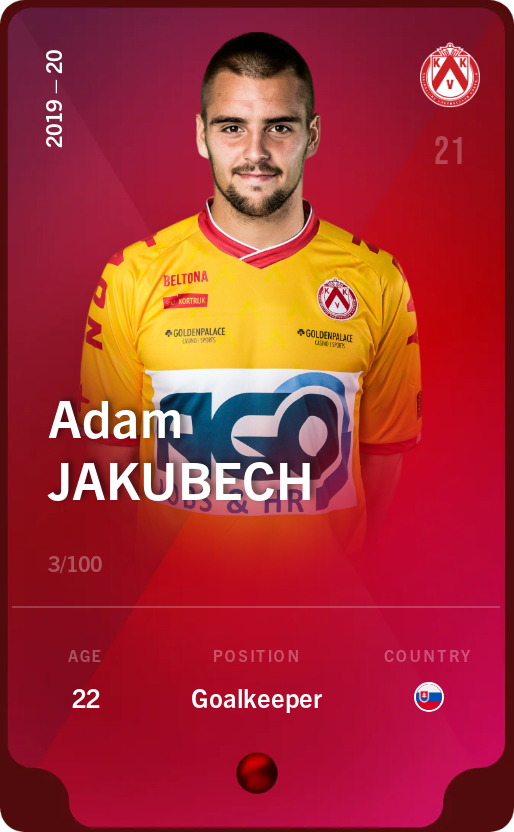 Sorare - Sorare Official - Adam Jakubech 2019-20 • Rare 3/100 - NFT # 42906460264426049861586616731571114889692840553652342483378912454277777557120