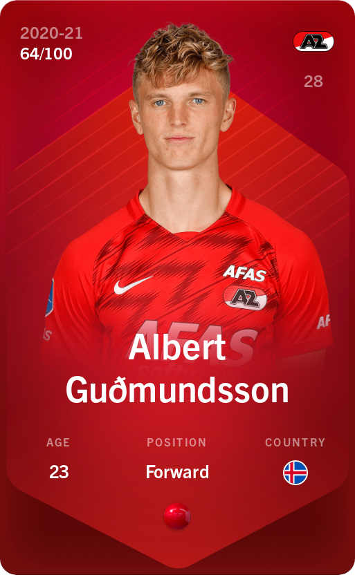 Sorare - Sorare Official - Albert Guðmundsson 2020-21 • Rare 64/100 - NFT # 5121738262464152913626364801776034377654685793953843749382087413819525811963