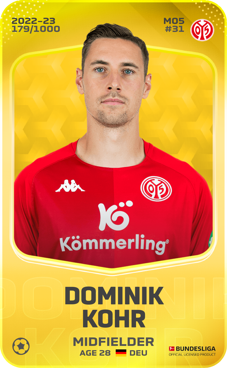 Sorare - Sorare Official - Dominik Kohr 2022-23 • Limited 179/1000 - NFT # 8521268425613192055083711814311206546352212400392952359737437221006271789406