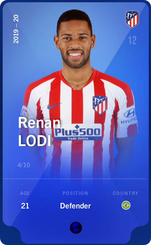 Sorare - Sorare Official - Renan Lodi 2019-20 • Super Rare 4/10 - NFT # 35607193292871599451273543812948957836760146350408665721168904726191251713911