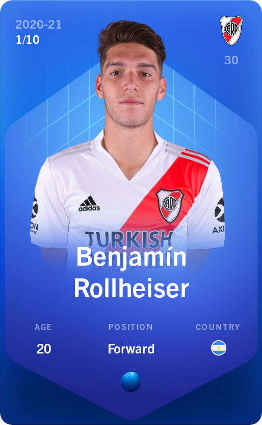 Sorare - Sorare Official - Benjamín Rollheiser 2020-21 • Super Rare 1/10 - NFT # 97563951887067366121738405220161315774302941354584426280852368697843249827845