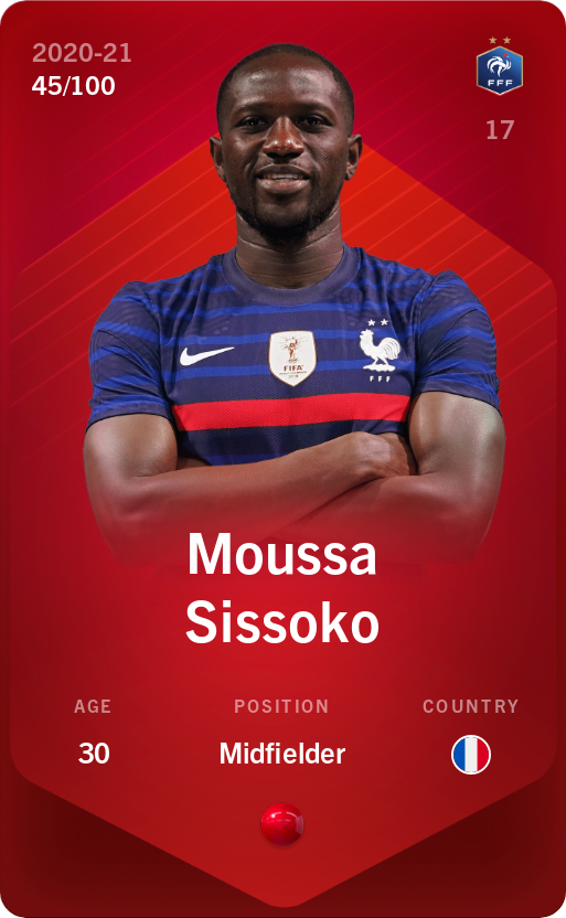 Sorare - Sorare Official - Moussa Sissoko 2020-21 • Rare 45/100 - NFT # 89865873677068884980337423059260281267332277170533809307218044682146230415216