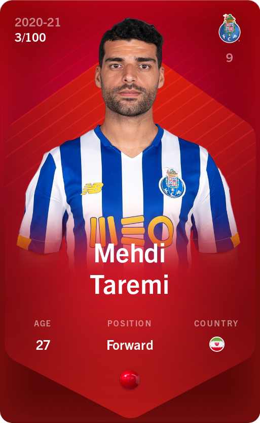 Sorare - Sorare Official - Mehdi Taremi 2020-21 • Rare 3/100 - NFT # 28411495810580664700320726528855586967341853177739008189476261435785583763191