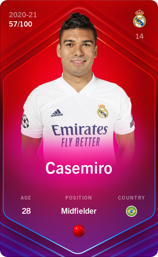 Sorare - Sorare Official - Casemiro 2020-21 • Rare 57/100 - NFT # 20420895361795384906720528260643248329383118109987817732594353541501554953221