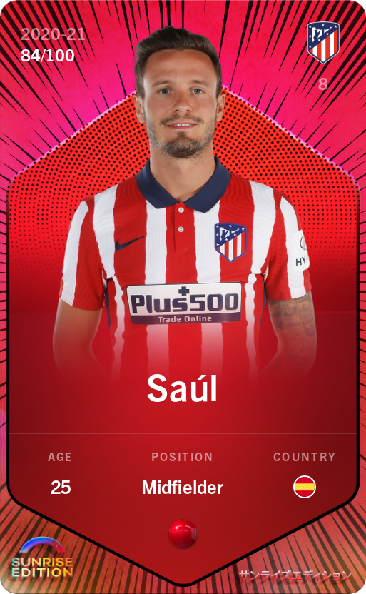 Sorare - Sorare Official - Saúl 2020-21 • Rare 84/100 - NFT # 80458630231070833291788518343721420818762771249099078658085100404505264154011
