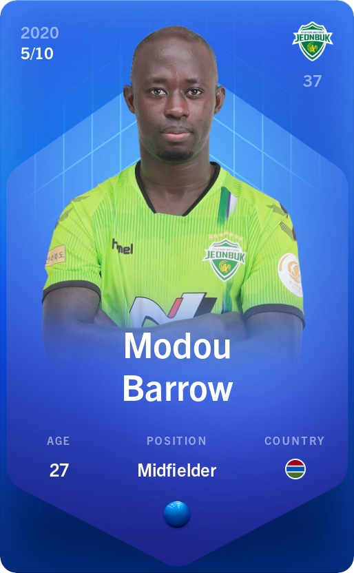 Sorare - Sorare Official - Modou Barrow 2020-21 • Super Rare 5/10 - NFT # 28417004555496135161797785071535846116448306416079841214837437314886974782545