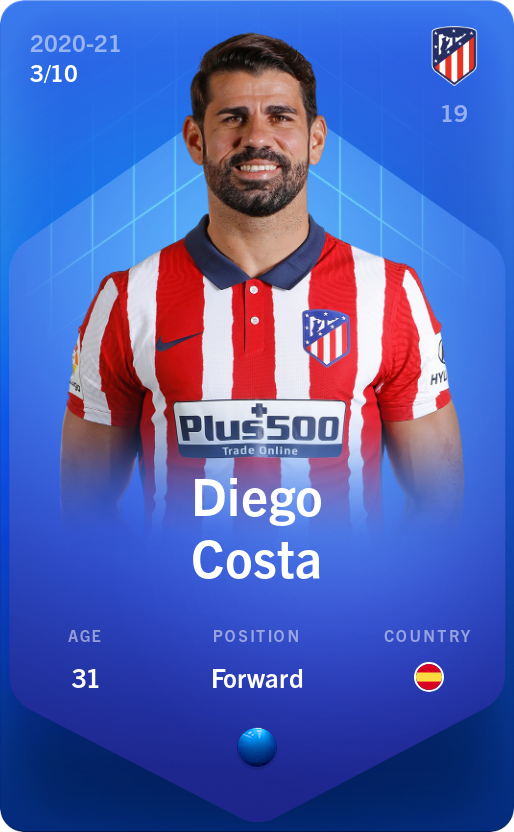 Sorare - Sorare Official - Diego Costa 2020-21 • Super Rare 3/10 - NFT # 79275933439425643903953830535420882715602646904185186373743996623279160959659