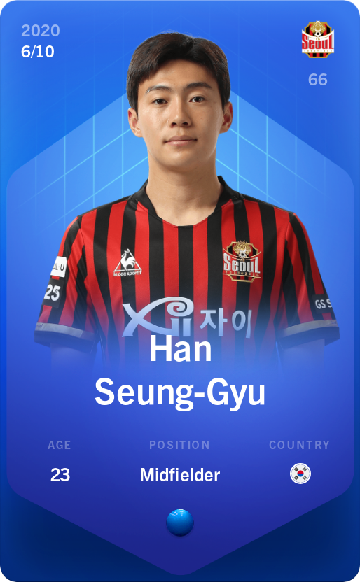Sorare - Sorare Official - Han Seung-Gyu 2020-21 • Super Rare 6/10 - NFT # 109366387728951165105814877693003931604951196980261655790858683428243819175381