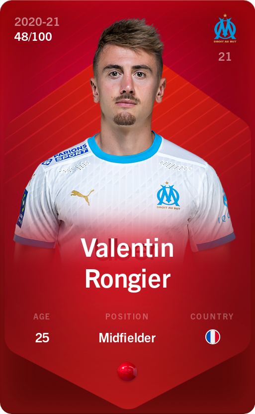 Sorare - Sorare Official - Valentin Rongier 2020-21 • Rare 48/100 - NFT # 49290817637154659779165188970565855319333983551787221672711671310013550151129