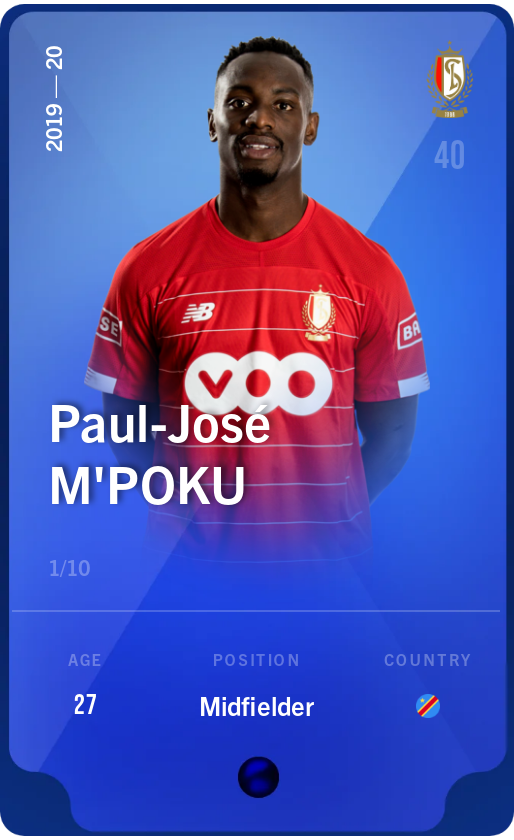 Sorare - Sorare Official - Paul-José M'Poku 2019-20 • Super Rare 1/10 - NFT # 82395934309669218535165125045511152496430229307451231567833125827931644634676